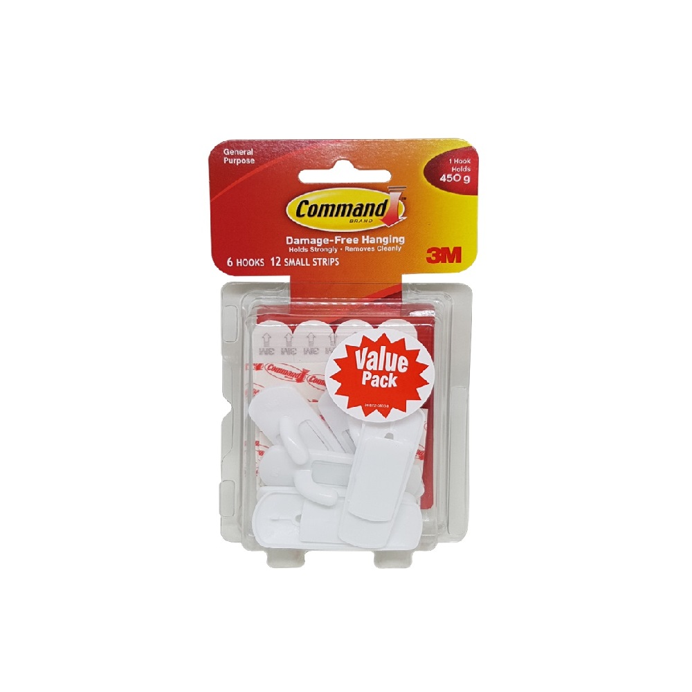 3M Command brand 17002VP_6PK 3M COMMAND UTILITY HOOK 6PCS - Image 1