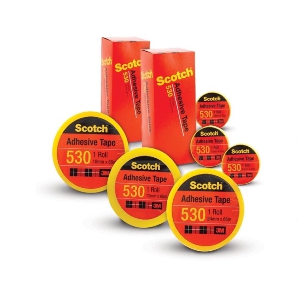 3M Scotch Tape 530 12_18_24mm 25m box 3M SCOTCH ADHESIVE TAPE 530 12/18/24MM X 25M - Image 1