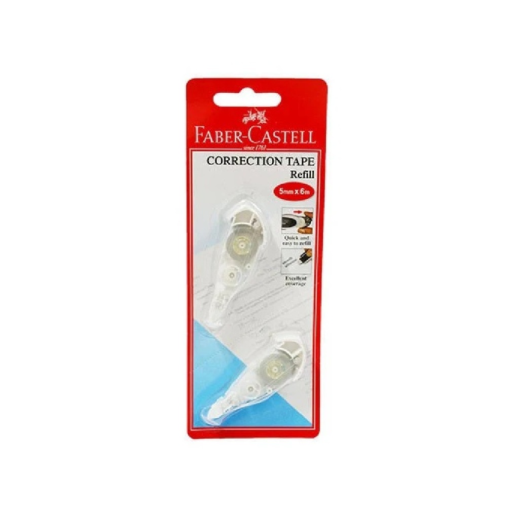 faber castell correction tape 169103 refill FABER-CASTELL CORRECTION TAPE 169103 REFILL 5MM X 6M X 2 - Image 1